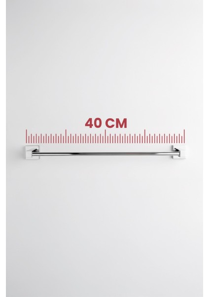 Krom Yapışkanlı Uzun Havluluk – Kare Topuzlu Metal Banyo Havlu Askısı, Dayanıklı & Şık - (101-K) - Ktk modelleri