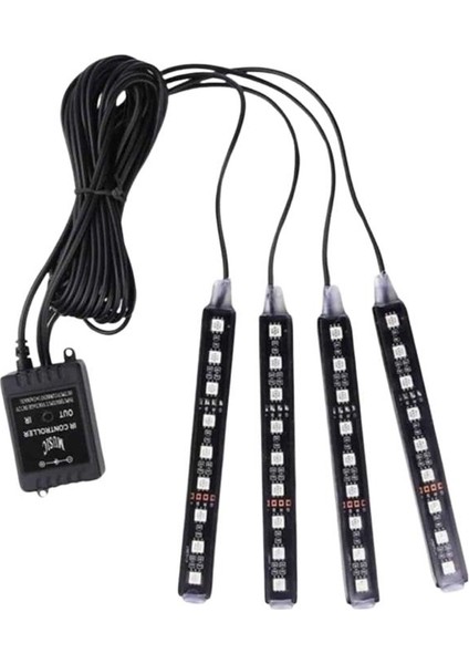 Techmrt Araç Içi Aydınlatma Kumandalı 12 LED Ayak Altı LED Ambiyans Işığı Sese Duyarlı Kumandalı