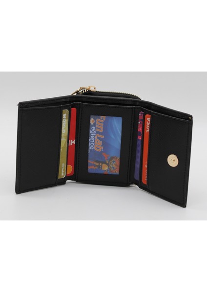 Haki Bozuk Para Gözlü Bol Kartlıklı Mini Kadın Cüzdanı