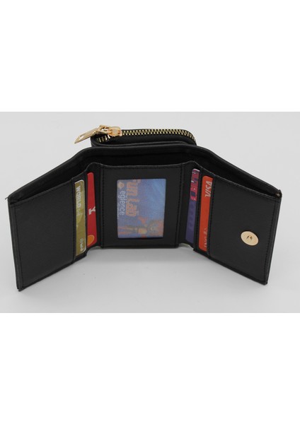 Haki Bozuk Para Gözlü Bol Kartlıklı Mini Kadın Cüzdanı