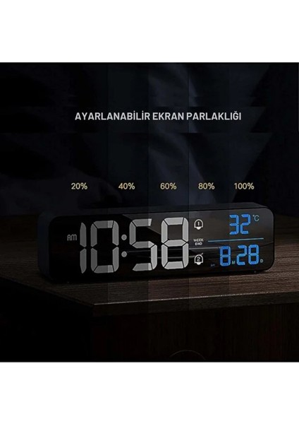 Hd LED Ekranlı Aynalı Dijital Masa Saati – Sıcaklık, Tarih ve Çift Alarm Özellikli fiyatları