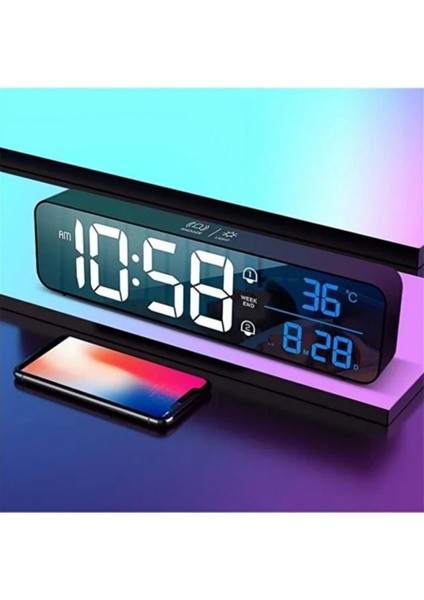 Hd LED Ekranlı Aynalı Dijital Masa Saati – Sıcaklık, Tarih ve Çift Alarm Özellikli modelleri
