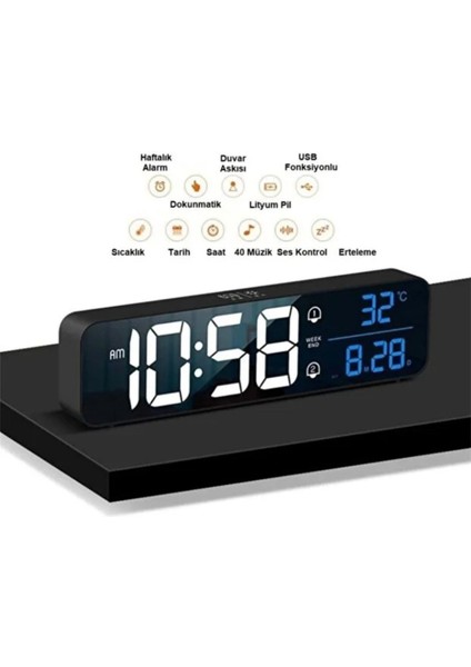 Hd LED Ekranlı Aynalı Dijital Masa Saati – Sıcaklık, Tarih ve Çift Alarm Özellikli indirimleri
