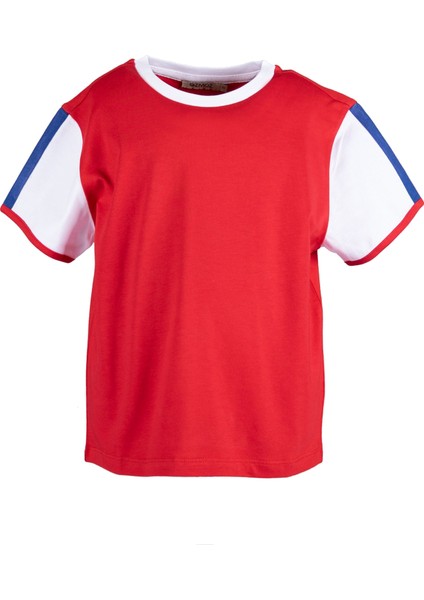 Organik Beyaz Kollu Kırmızı Basic Erkek Çocuk Tshirt