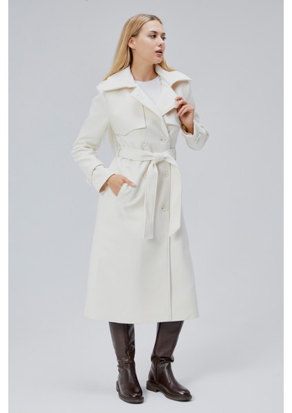 Ekru Regular Rüzgarlık Detaylı Kaşe Kaban indirimleri