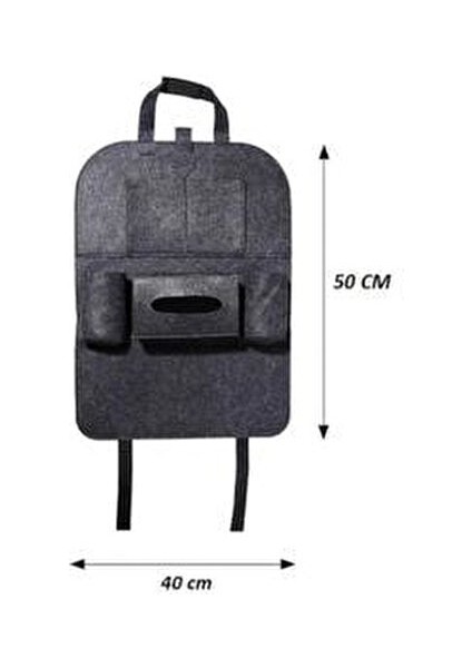 Ankaflex Araba Koltuk Arkası Organizer Çanta Siyah Keçe 40x55 cm 7 Cepli