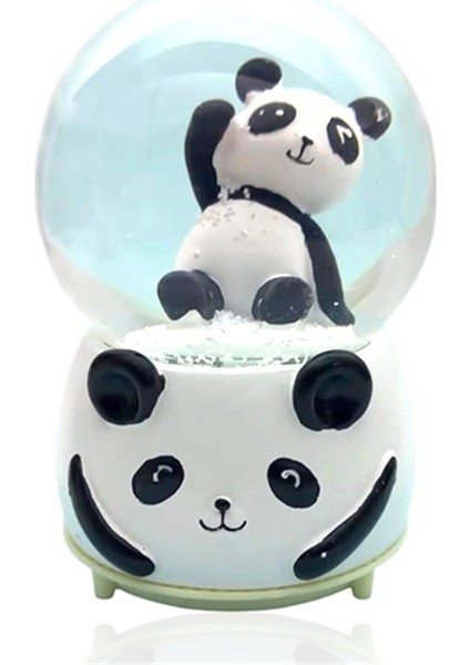 Müzikli Renk Değişiren Işıklı Kar Püskürtmeli Panda Tasarımlı Kar Küresi
