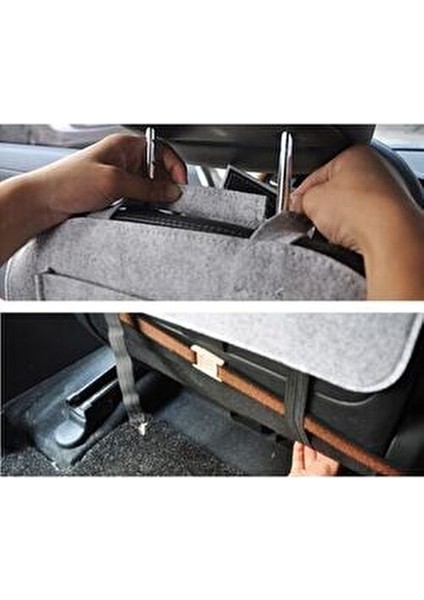 Ankaflex Araba Koltuk Arkası Organizer Çanta Siyah Keçe 40x55 cm 7 Cepli