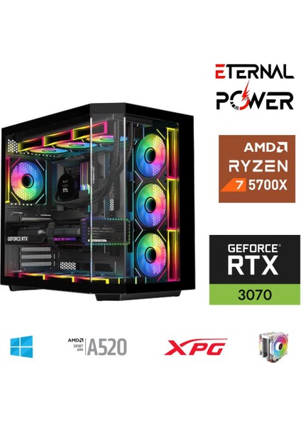 E.power Ryzen 7 5700X 32G Ddr4 1tb M.2 RTX3070 A520 A650W