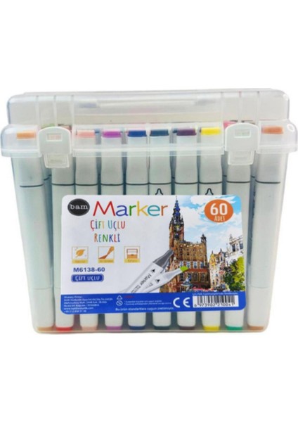 Kutulu Çift Uçlu Marker Kalem Çok Renkli 1101 1816 fiyatları