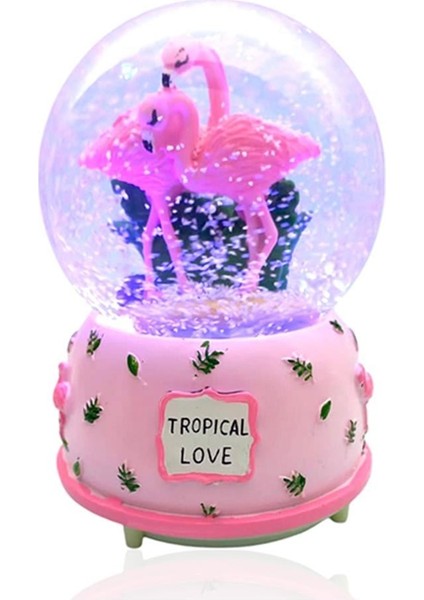 Müzikli Renk Değişiren Işıklı Kar Püskürtmeli Filamingo Temalı Kar Küresi fiyatları