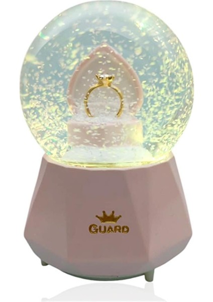 Müzikli Renk Değişiren Işıklı Kar Püskürtmeli Yüzük Tasarımlı Kar Küresi fiyatları