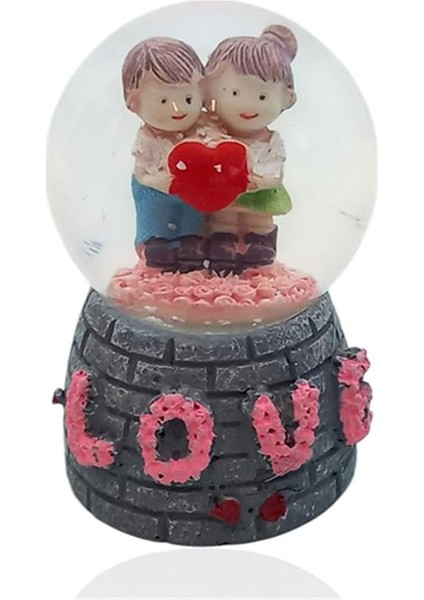 Sevgi Temalı Love Çift Işıklı Kar Küresi