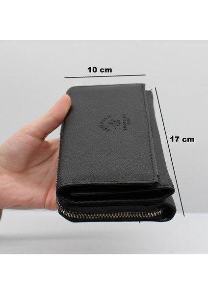 Siyah Bozuk Para Gözlü Bol Kartlıklı Büyük Kadın Cüzdanı 005