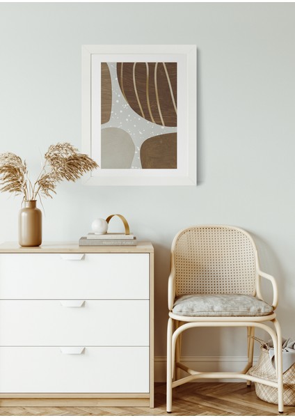 Modern Doku – Çerçeveli Soyut Desenli Kare Kanvas Tablo – 30X30 cm