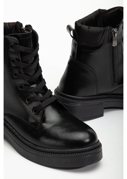 Kadın Siyah Cilt Bağcık ve Fermuarlı Postal Bot fırsatları