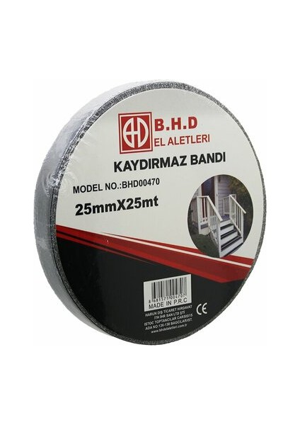 25 Metre x 25 mm Siyah Bant Kaydırmaz