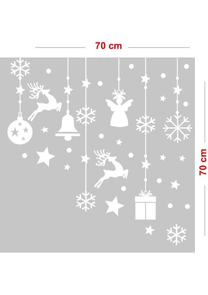Sevimli Yıldızlar Geyikler Kar Taneleri ve Yılbaşı Vitrin Stickerları Cam Kapı Duvar Yılbaşı Stickerı 70X70CM fiyatları