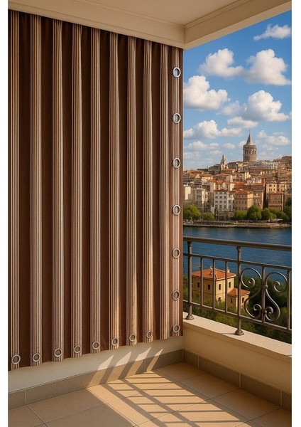 Balkon Perdesi Kuş Gözü Ölçü Seçenekli Kahverengi Ince