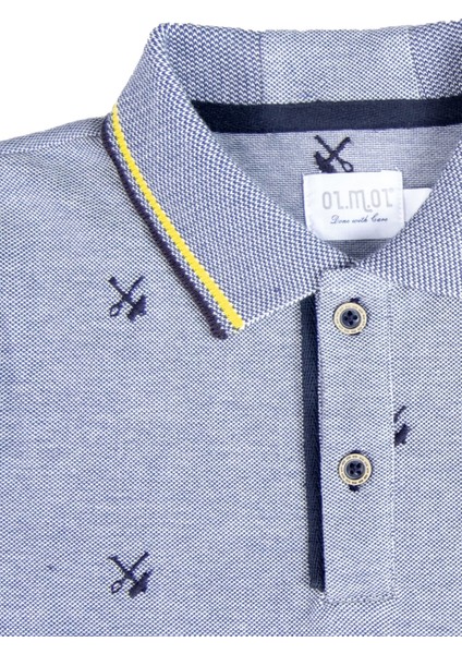 Organik Nakışlı Mavi Yazlık Erkek Çocuk Tshirt modelleri