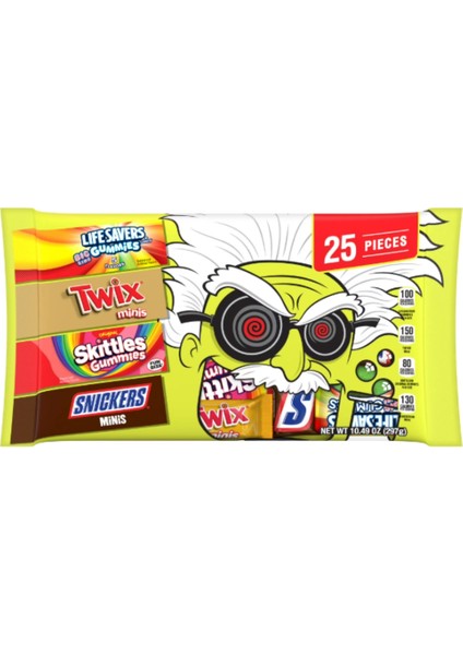 Cadılar Bayramı Için Mars Karışık Snickers, Skittles, Twix ve Life Savers Jöleleri, 25'li Toplu Paket