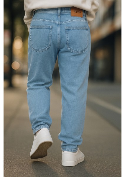 Erkek Pileli Yüksek Bel Bol Kesim Baggy Loose Fit Jean PANTOLON-C354