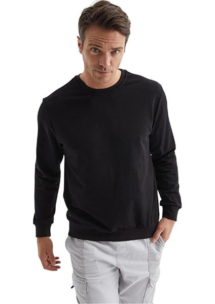 Erkek Bisiklet Yaka Relax Fit Kalıp 2 Iplik Mevsimlik Baskısız Mevsimlik Sweatshirt