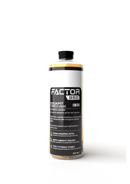Tulpar Kimya Factor 360 Cockpit Torpido Kremi Portakal Çiçeği Kokulu 500 ML