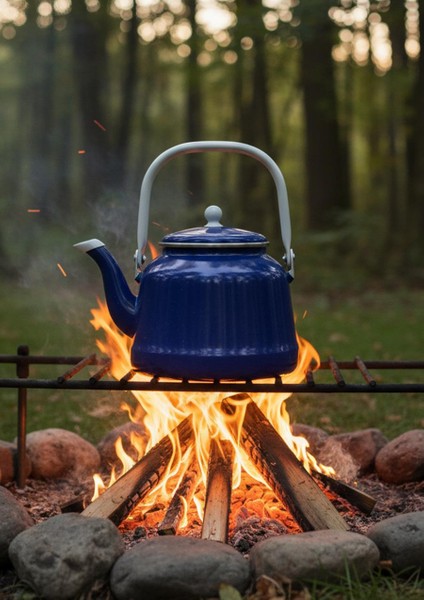 Vintage Demlik - Emaye Çaydanlık Kettle - Lacivert - 2 Litre indirimleri