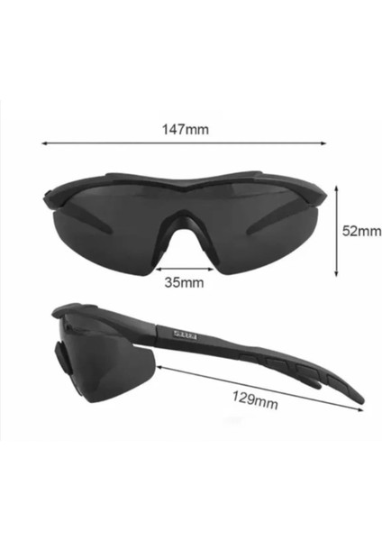 Tactical Koruyucu 3 Lensli Gözlük 5.11 / Taktikal Gözlük / Bisiklet Gözlüğü