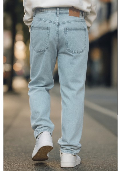 Erkek Pileli Yüksek Bel Bol Kesim Baggy Loose Fit Jean PANTOLON-C354 fırsatları