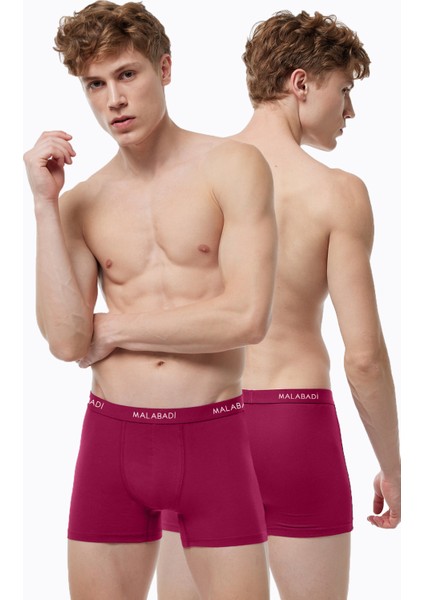 Erkek Bordo 2 Li Paket Pamuk Elastan Boxer 075