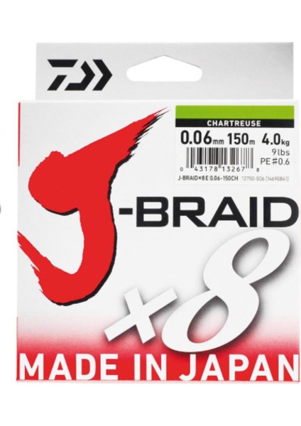 J-Braid 8b Chartreuse 150M Ip Misina