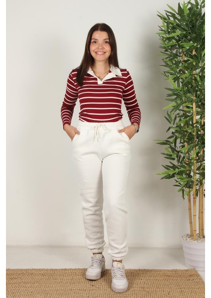 2659 Çizgili Yakalı Crop