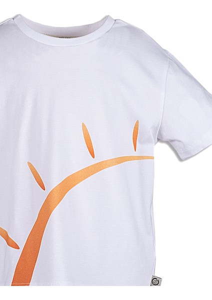 Organik Güneş Baskılı Beyaz Çocuk T-Shirt modelleri