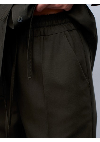 72164 Beli Lastikli Süet Pantolon-Haki fırsatları