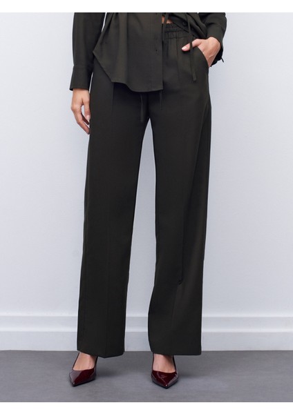 72164 Beli Lastikli Süet Pantolon-Haki indirimleri