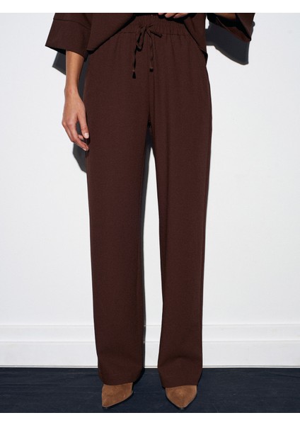 72195 Beli Lastikli Salaş Pantolon-Kahve indirimleri