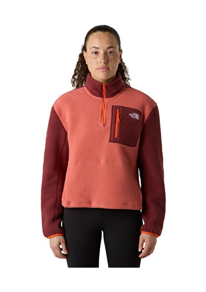 W Yumiori 1/4 Zip Kadın Outdoor Çeyrek Fermuarlı Polar Üst NF0A8E89EOW1 Kırmızı modelleri