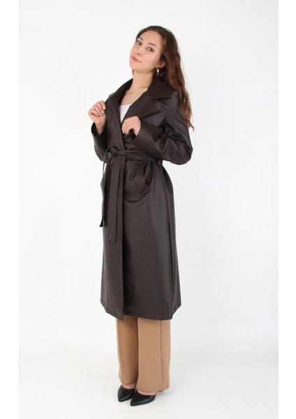 2238 Kuşaklı Deri Pardesü