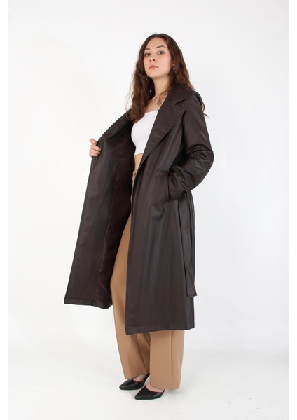 2238 Kuşaklı Deri Pardesü