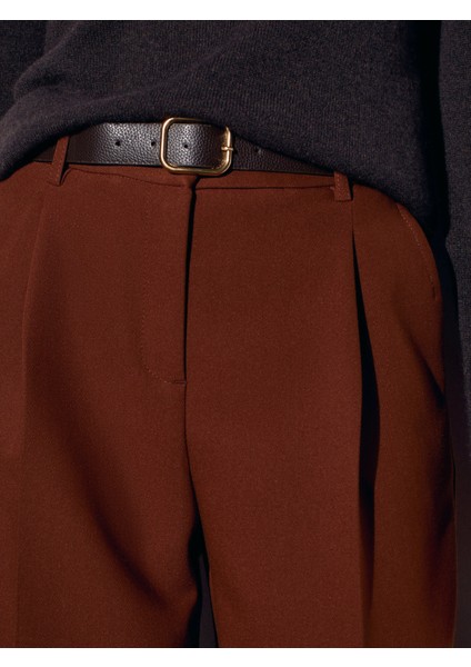 72167 Kemerli Pensli Pantolon-Kiremit fırsatları