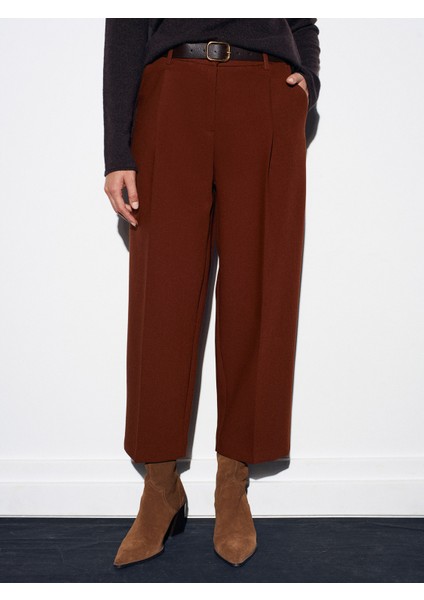 72167 Kemerli Pensli Pantolon-Kiremit indirimleri