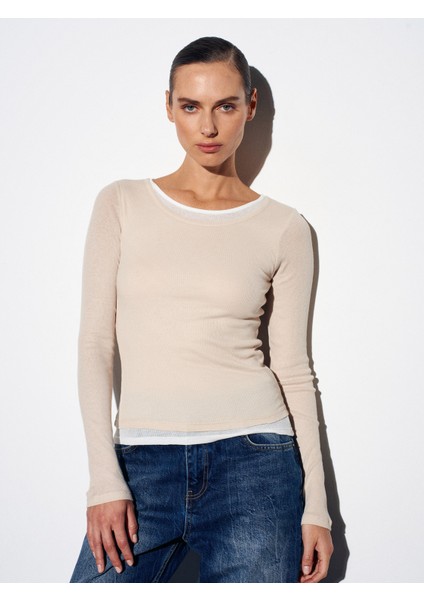 32053 Çift Katmanlı %100 Pamuk Top-Bej modelleri
