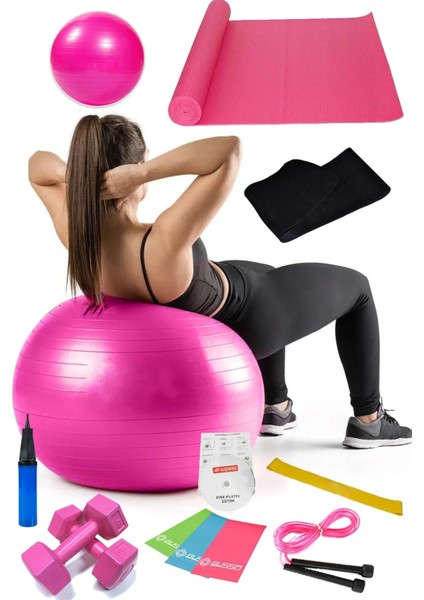 13 Lü Pilates Seti Topu 3 Lü Pilates Bandı Lastiği Dambıl Minder Atlama Ipi Zayıflama Kemeri fırsatları