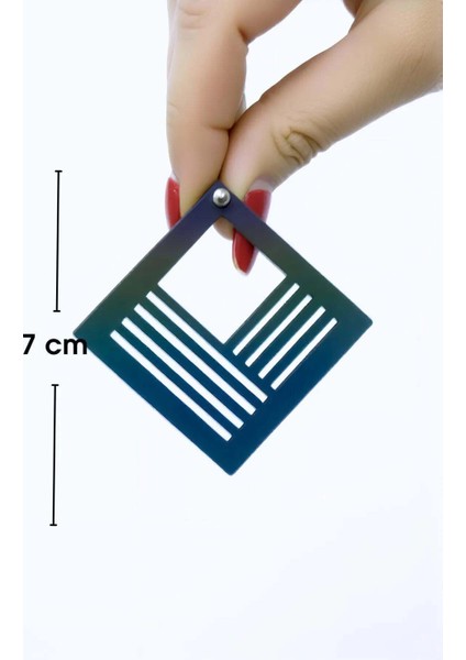 Beyaz Reflektörlü Geometrik Kare Küpe, Şık Lazer Kesim Küpe - APBJ010 fiyatları