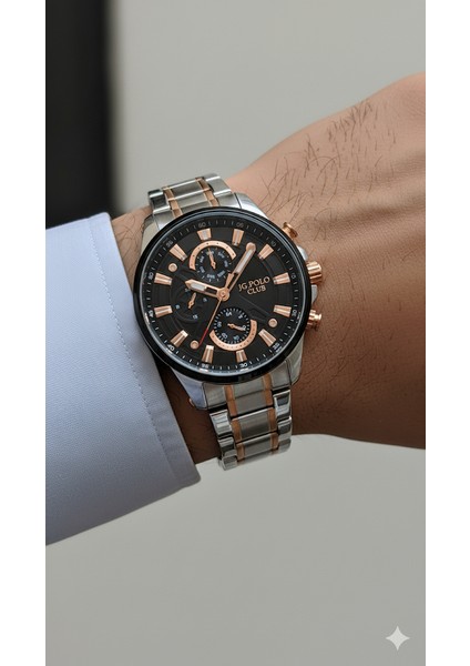 Jg. Polo Club Erkek Kol Saati Çift Renk, Siyah Kadran - Şık Metal Kordon, 2 Yıl Garantili modelleri