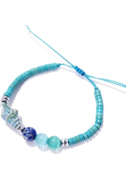 Lapis Lazuli Hematit ve Kedigözü Doğaltaşlı Seramik Deniz Kabuklu Bileklik modelleri