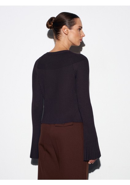 60246 Ispanyol Kol Triko Hırka-Koyu Kahve fiyatları