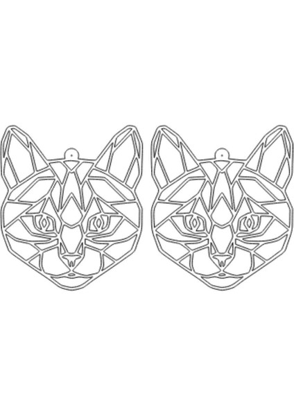 Beyaz Reflektörlü Soyut Kedi Yüzü Küpe, Şık Lazer Kesim Küpe - APBJ017 modelleri